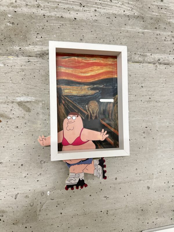 L’urlo di Munch Meet Peterone Griffins on Rollerblades Art Framed