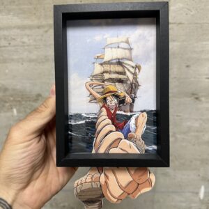 Luffy One Piece Gummy Pirate Art Framed