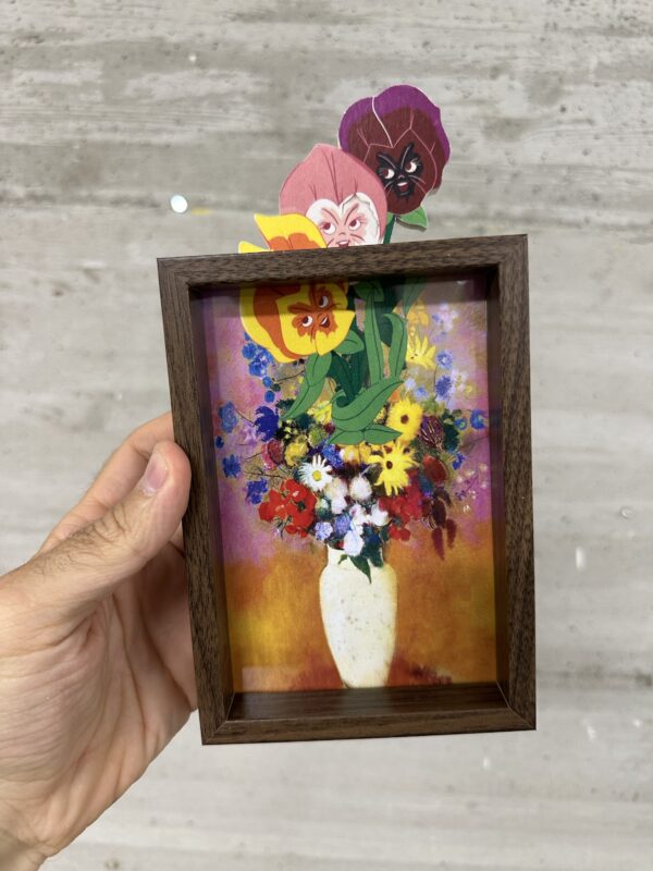 Alice in Wonderworlds Vase of Cartoon Flowers Art Framed