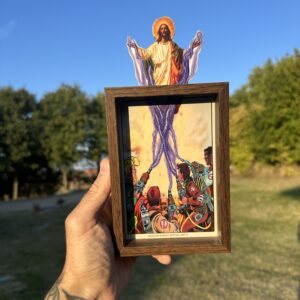 The Real Ghostbusters Sucking Jesus with Proton Pack Art Framed