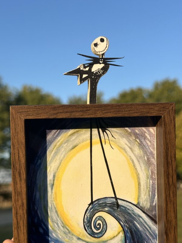 Jack Skellington Walking on a Hill into a Van Gogh Painting Art Framed - Image 2