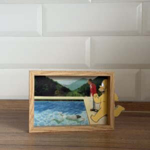 Homer Running in the Pool - Framed Art | Mini Riffblast