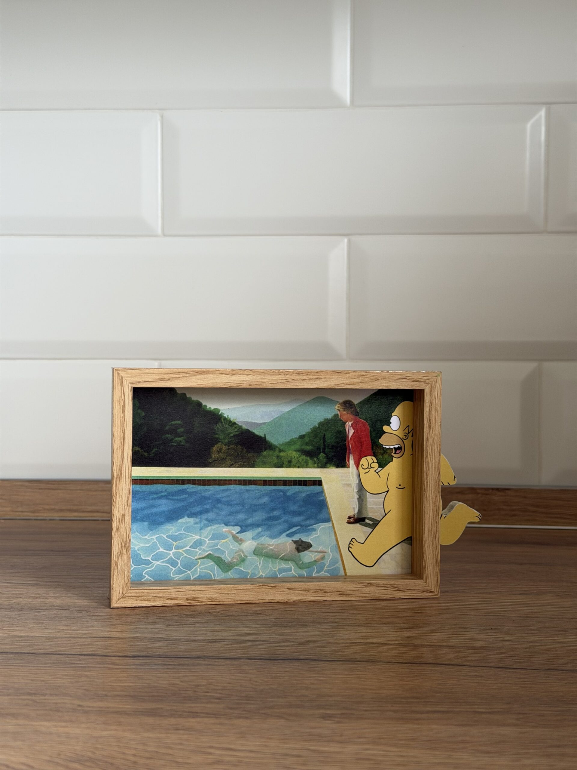 Homer Running in the Pool - Framed Art | Mini Riffblast