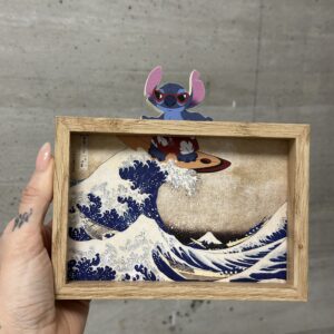 Stitch Riding Hokusai Wave Mini Riff
