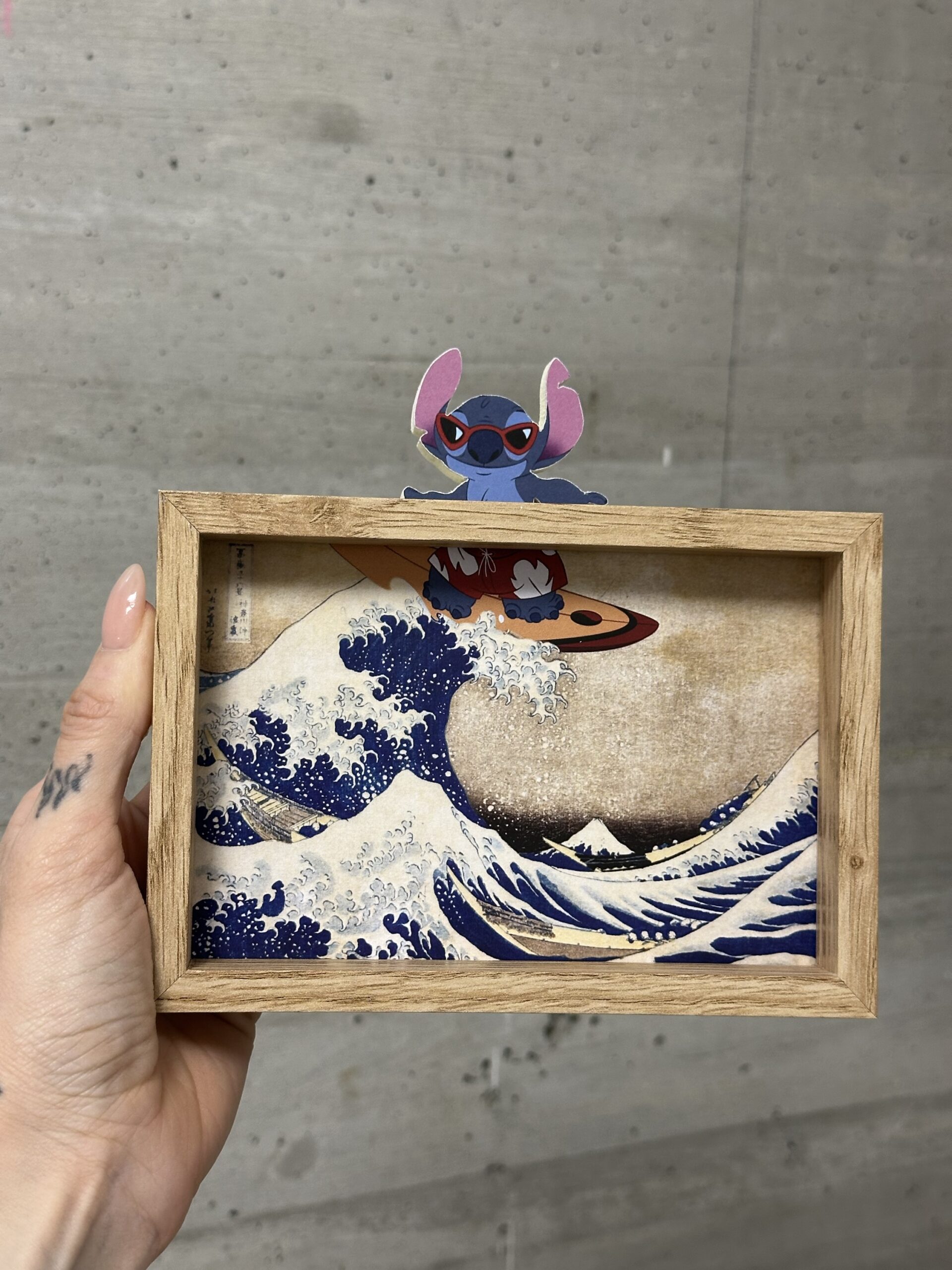 Stitch Riding Hokusai Wave Mini Riff